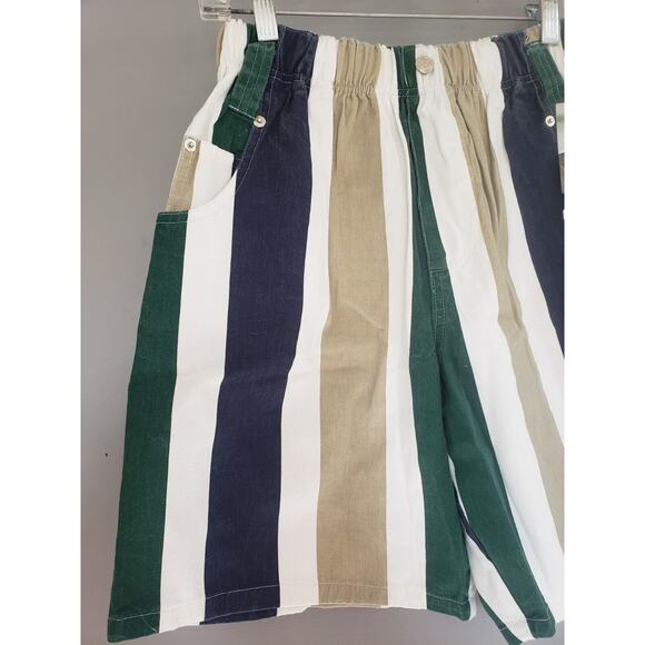 NEW 80s Vintage High Rise 100% Cotton‎ Striped Mom Shorts Medium Stretch Waist - Picture 2 of 7